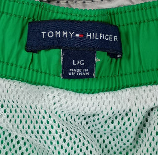 Tommy Hilfiger Men’s Swim Trunks Green Logo Lined Shorts Size Large