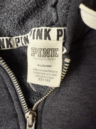 W Victorias Secret PINK Quarter Zip Hoodie Gray Size Medium