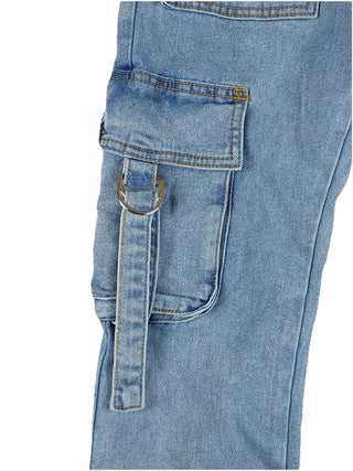 Forever 21 Women’s Cargo Jeans Slim Flare Light Wash Denim Size 29 Pockets Y2K