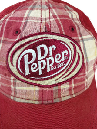 Dr Pepper Est. 1885 Red Plaid Adjustable Baseball Cap 100% Cotton Hat Unisex