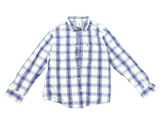 Levi’s Men’s Plaid Button-Down Shirt Blue White Check XL Standard Fit