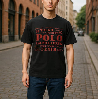 Polo Ralph Lauren BLACK Red Graphic Vintage Look T-Shirt  Men