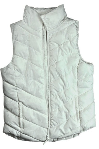 SO White Puffer Vest Women’s Size M Medium Lightweight Quilted Sleeveless Jacket
