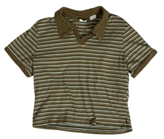 Levi's Olive Green & White Striped Polo Shirt Size M