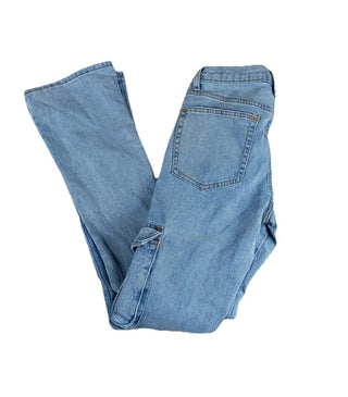 Forever 21 Women’s Cargo Jeans Slim Flare Light Wash Denim Size 29 Pockets Y2K