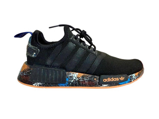 Adidas NMD R1 J Black Orange Blue Splatter Size 4.5 Youth