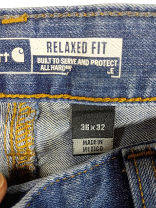 Carhartt Blue Denim Jeans Relaxed Fit Straight Leg Men’s Size 36x32