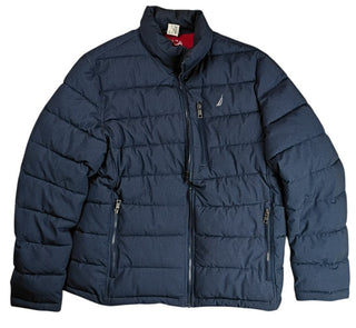 Nautica Quilted Puffer Jacket Men’s Size L Blue Full Zip Winter Coat