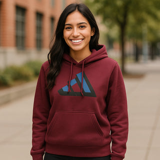 Womens Adidas Maroon Hoodie with Black & Blue Logo Size S