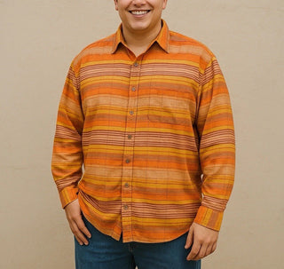 Eddie Bauer Orange Striped Long Sleeve Button-Down Shirt Men’s XXL