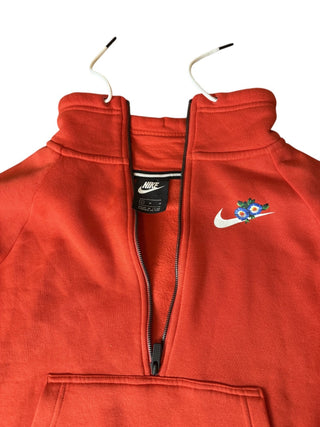 Nike Women’s 1/2 Zip Pullover Sweatshirt Red Ginkgo Floral Medium