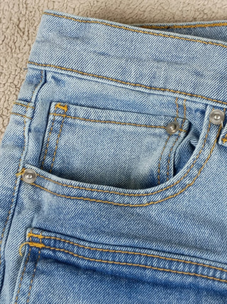 Forever 21 Women’s Cargo Jeans Slim Flare Light Wash Denim Size 29 Pockets Y2K