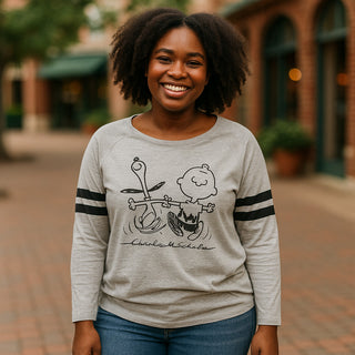 Charlie Brown Peanuts Long Sleeve Top GREY Women  Size US L