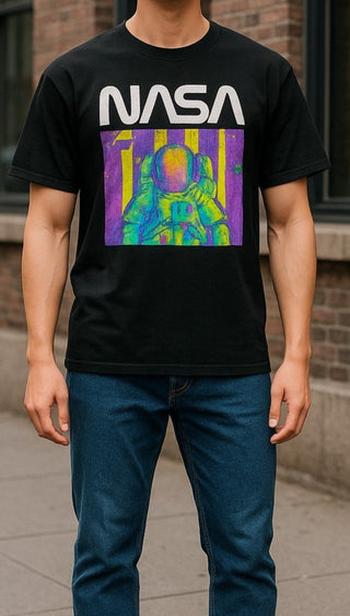 Hyper Space Nasa Short Sleeves Round Neck T-Shirt Black Men's Size M