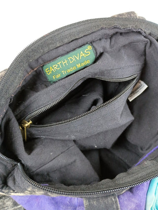Earth Divas Fair Trade Womens Purple Crossbody Bag Hand Woven Flower