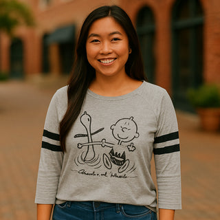 Charlie Brown Peanuts Long Sleeve Top GREY Women  Size US L