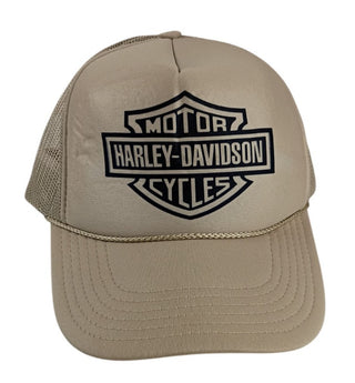 OTTO Harley-Davidson Trucker Snapback Adjustable Mesh Cap Beige One Size