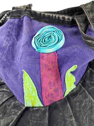 Earth Divas Fair Trade Womens Purple Crossbody Bag Hand Woven Flower