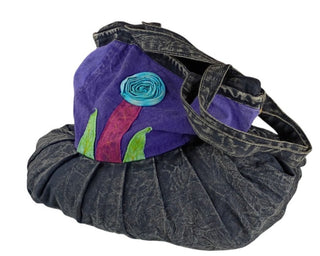 Earth Divas Fair Trade Womens Purple Crossbody Bag Hand Woven Flower