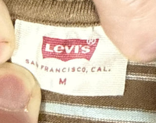 Levi's Olive Green & White Striped Polo Shirt Size M