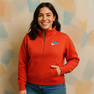 Nike Women’s 1/2 Zip Pullover Sweatshirt Red Ginkgo Floral Medium