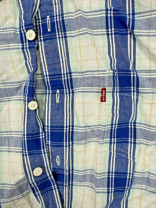 Levi’s Men’s Plaid Button-Down Shirt Blue White Check XL Standard Fit