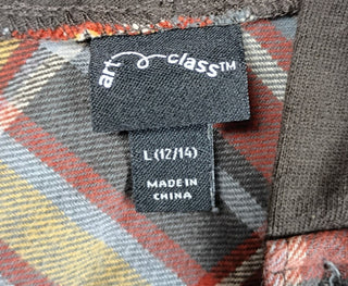 Art Class Boy’s Plaid Hoodie Button-Up Shirt Red Gray Youth Size L (12–14)