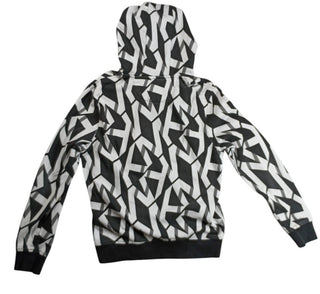 Michael Kors Hooded Jacket Men’s Black White Geometric Full Zip Size L
