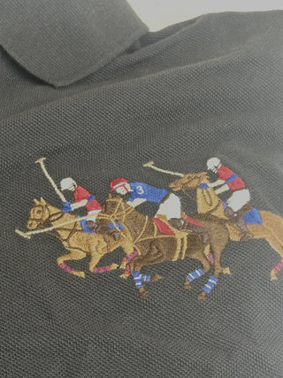 POLO RALPH LAUREN Mens Triple Pony Classic Fit Long Sleeve Charcoal Grey