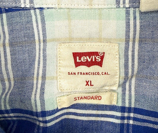Levi’s Men’s Plaid Button-Down Shirt Blue White Check XL Standard Fit