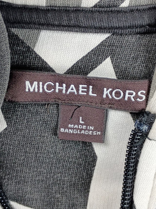 Michael Kors Hooded Jacket Men’s Black White Geometric Full Zip Size L
