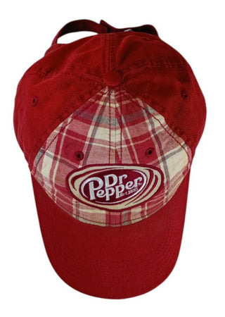 Dr Pepper Est. 1885 Red Plaid Adjustable Baseball Cap 100% Cotton Hat Unisex