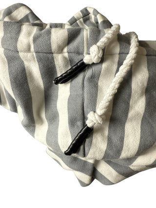 Bibi Women’s Gray & White Striped Hoodie with pockets SIZE M