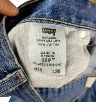 Levi’s 559 Loose Straight Jeans Men’s 40x32 Blue Denim Faded Whiskers