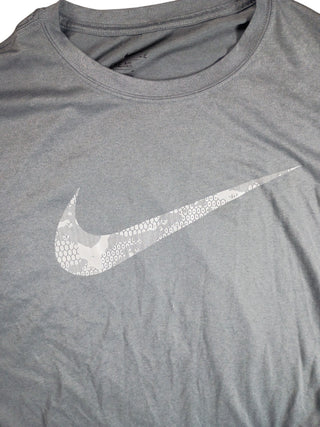 Nike Men’s Dri-Fit Training T-Shirt Gray White Swoosh Size XL