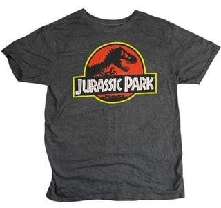 Vintage Jurassic Park Logo T-Shirt Gray Lightweight Tee Men’s Size M
