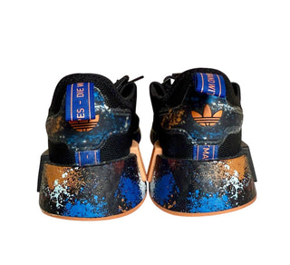 Adidas NMD R1 J Black Orange Blue Splatter Size 4.5 Youth