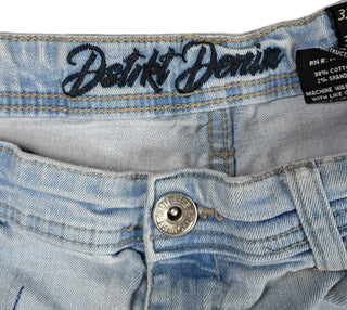 Dstrkt Denim Jeans Mens Blue Light Wash Skinny Distressed Embroidered Size 32x32