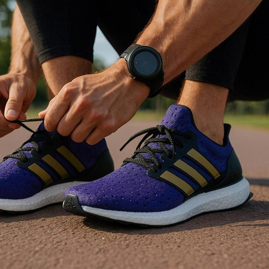 Adidas Men's Purple and Gold Trainers